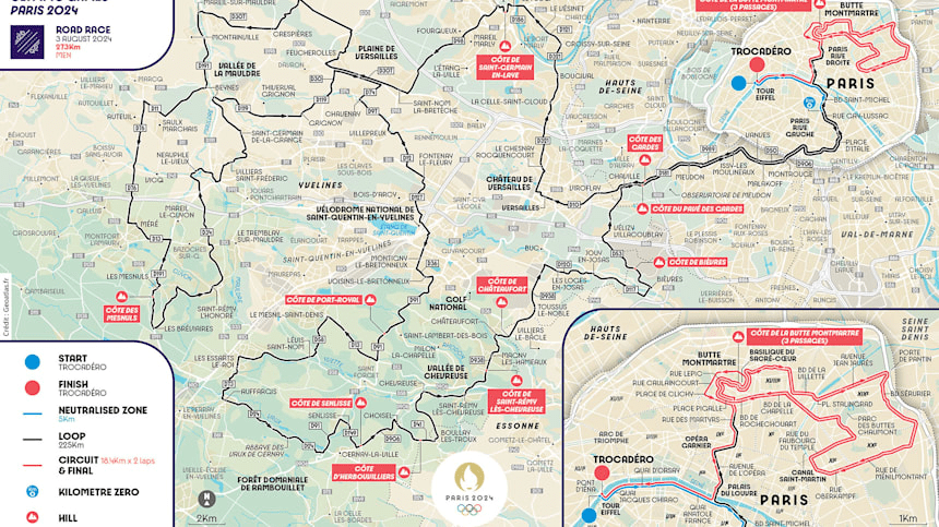 2024巴黎奥运会 奥运会历史上第一次采用公路自行车比赛男女相同计时赛线路乐鱼体(图1)