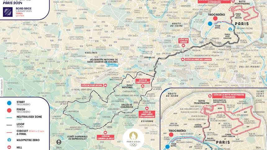 2024巴黎奥运会 奥运会历史上第一次采用公路自行车比赛男女相同计时赛线路乐鱼体(图2)